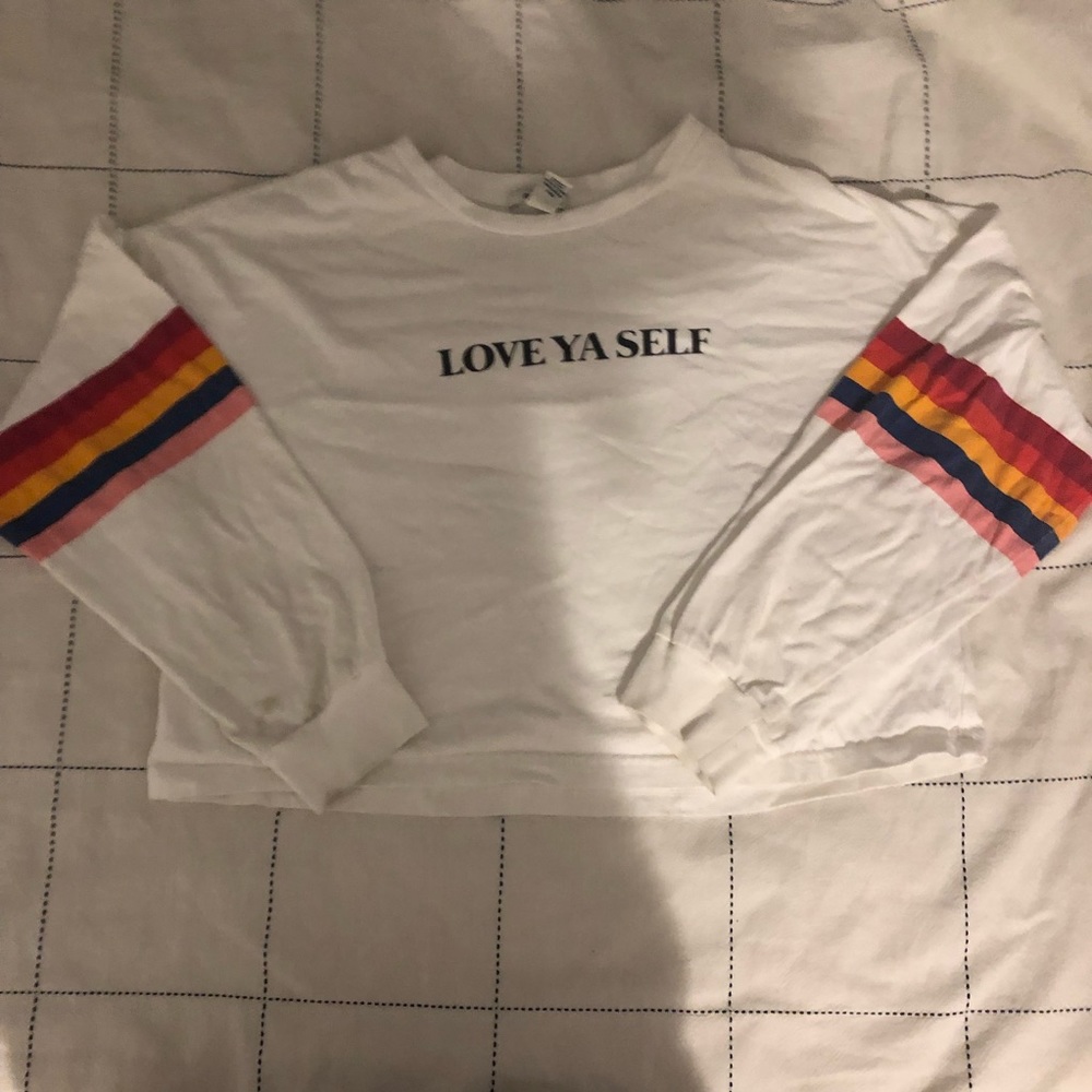 F21 Love Ya Self Rainbow Striped Shirt